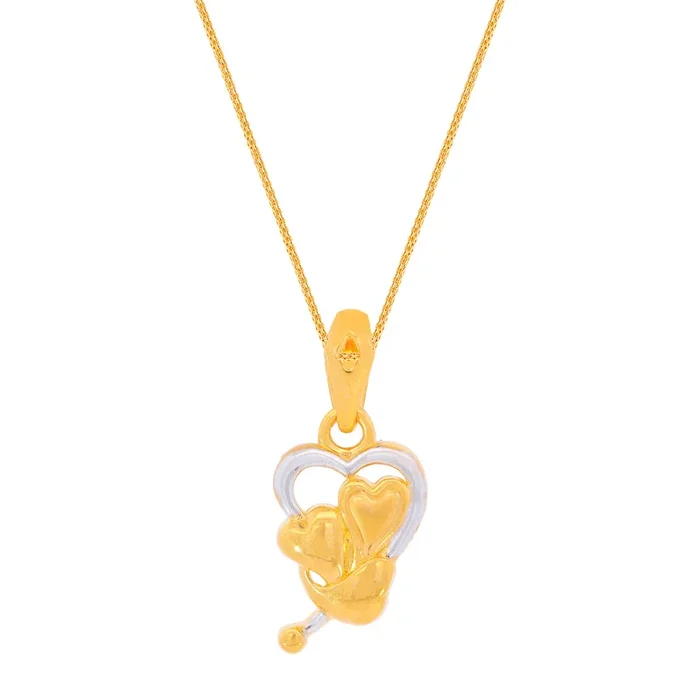 Heart Two tone Pendant in 22K Gold