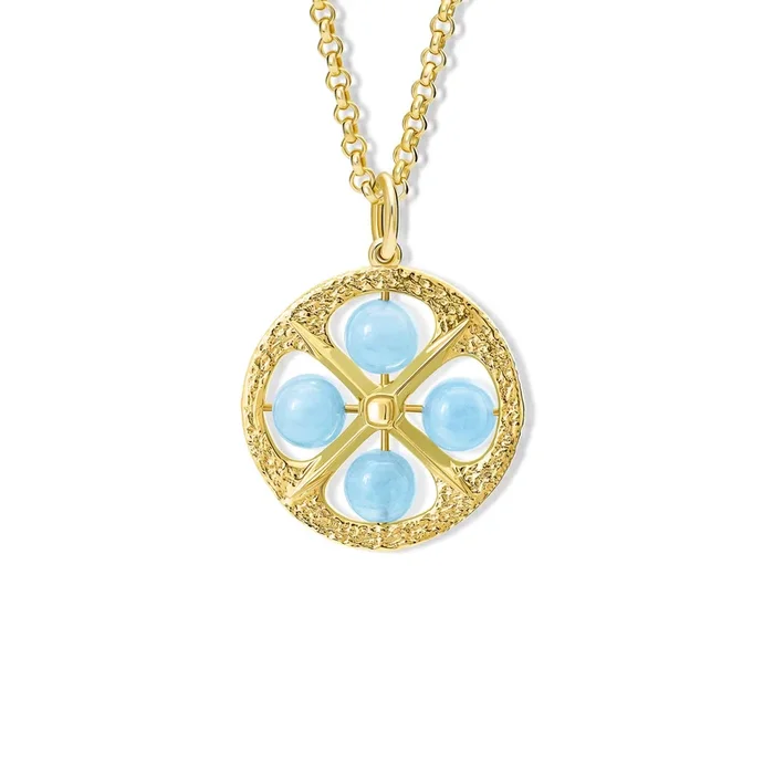 Helios Large Necklace Pendant Yellow Gold – Aquamarine