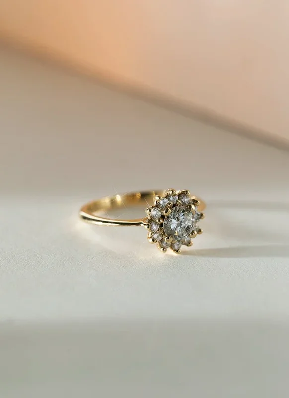 Hera rond diamanten entourage ring 14k goud