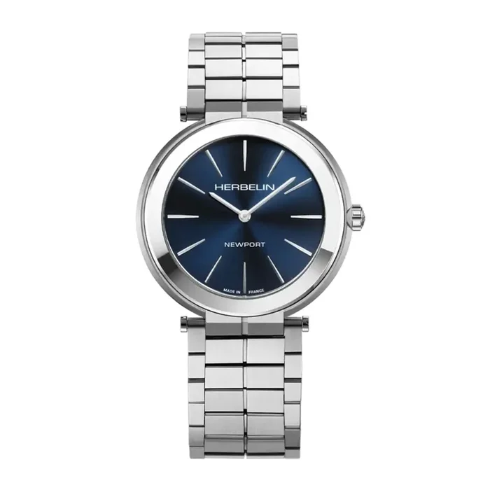 Herbelin Newport Slim quartz watch with blue dial and 40 mm steel bracelet – Lepage