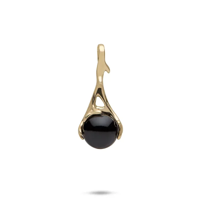 Heritage Black Coral Pendant in Gold – 25mm
