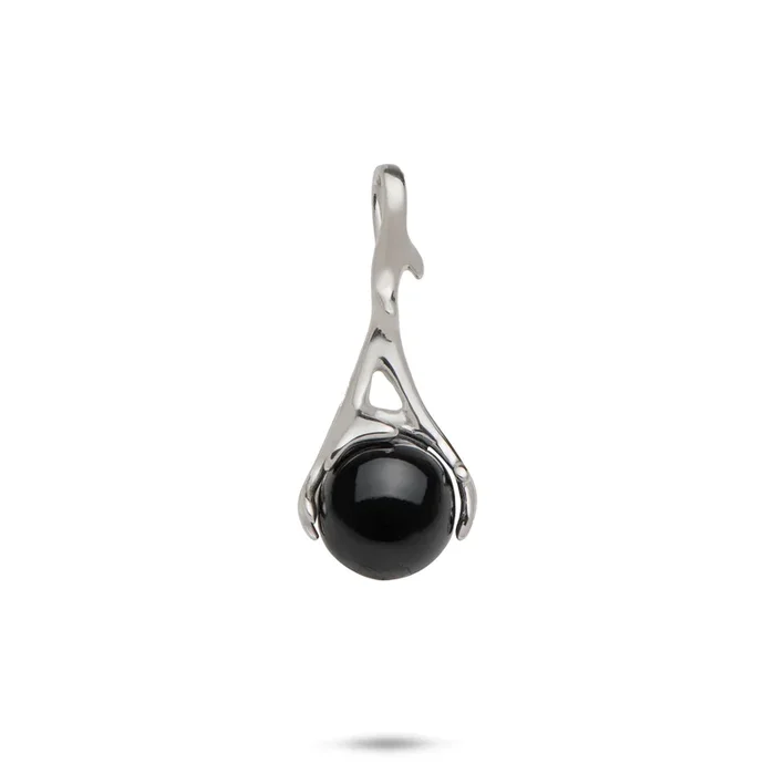 Heritage Black Coral Pendant in White Gold – 25mm