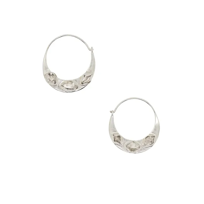 Herkimer Arc Hoops in Silver – 1″ L