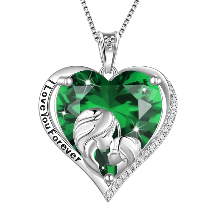Herzförmige Halskette für Damen, 925er Sterlingsilber, Anhänger mit grünem Smaragd, Geburtsstein, ideales Geschenk zum Geburtstag im Mai oder zum Muttertag – perfekt für Mutter, Tochter oder Schwester.