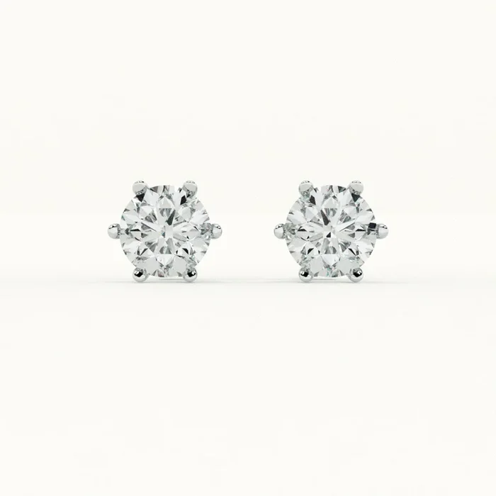 Hexa Halo Diamond 925 Sterling Silver Studs