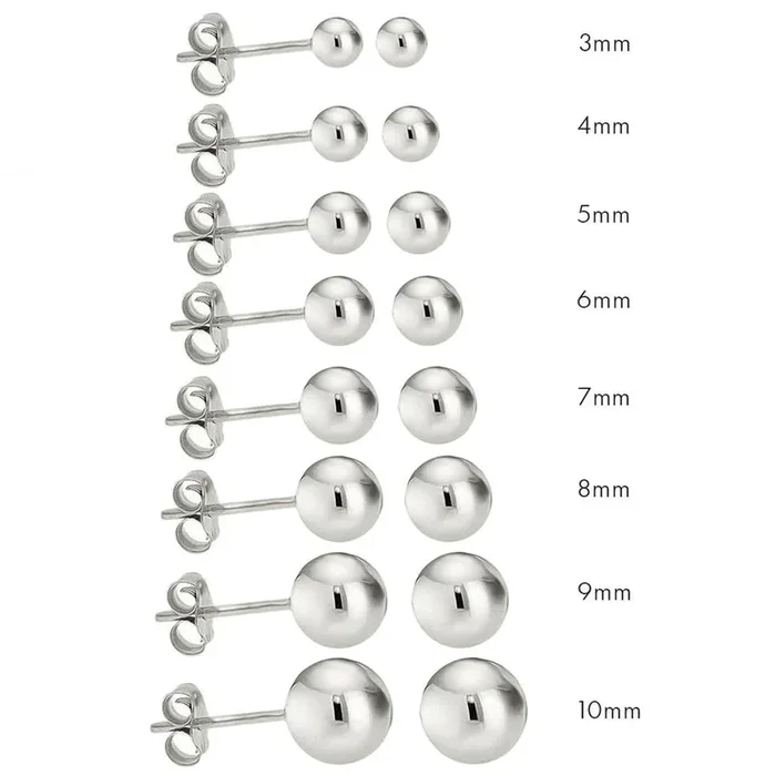 High Polished 925 Sterling Silver Bead Stud Earrings – BD-STUD-SL