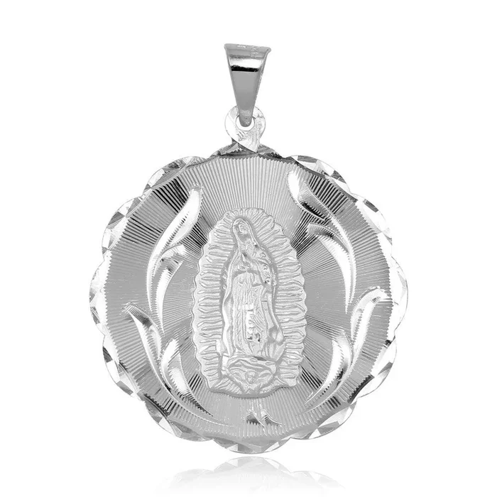 High Polished 925 Sterling Silver DC Round Lady of Guadalupe Medallion Pendant – JCA100-1
