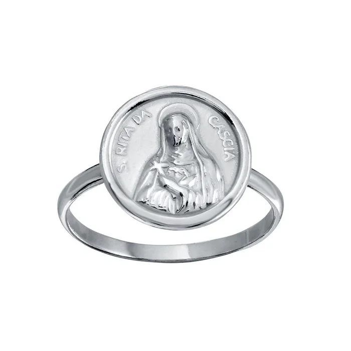 High Polished 925 Sterling Silver Disc Mother Mary Design Ring – SOR00031