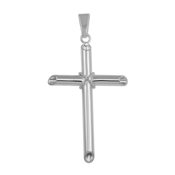 High Polished 925 Sterling Silver Large Rope Hollow Cross Pendant – SOP00032