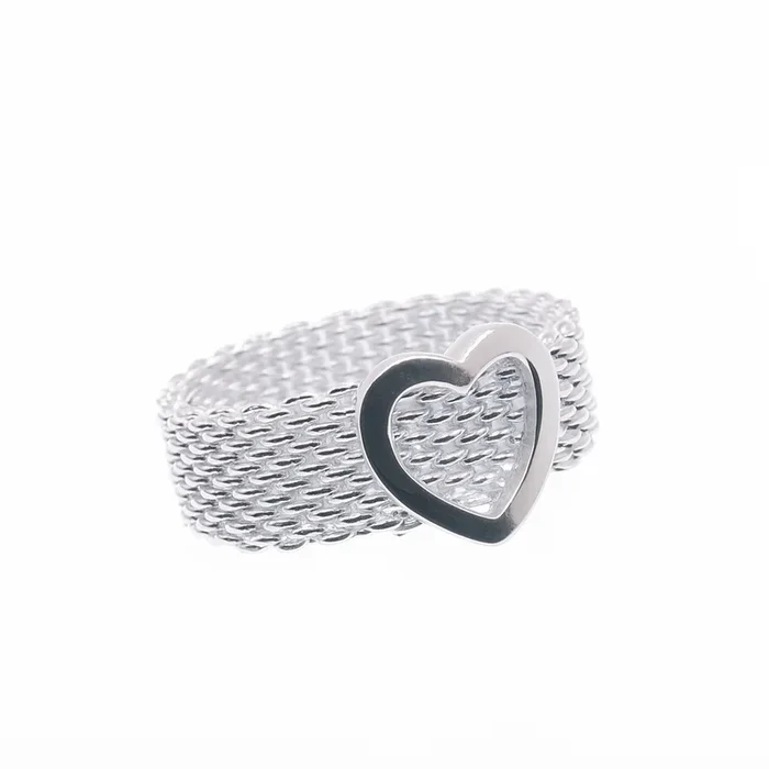 High Polished 925 Sterling Silver Mesh Heart Ring – SPR00018