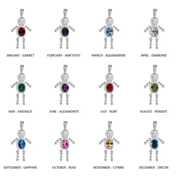 High Polished 925 Sterling Silver Round Oval Birthstone Boy Charm – CHARM003