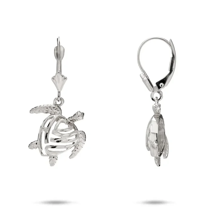 Honu Earrings in White Gold – 15mm