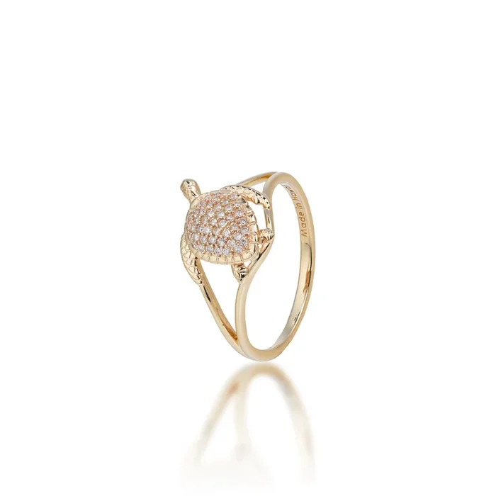 Honu Ring in Gold with Diamonds – 13mm