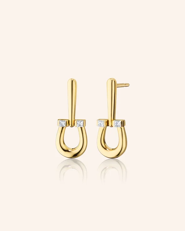 Horseshoe Earrings with Princess Cut Diamonds
