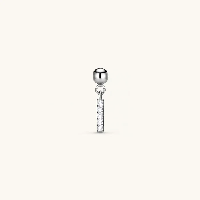 I Diamond Initial Charm Silver
