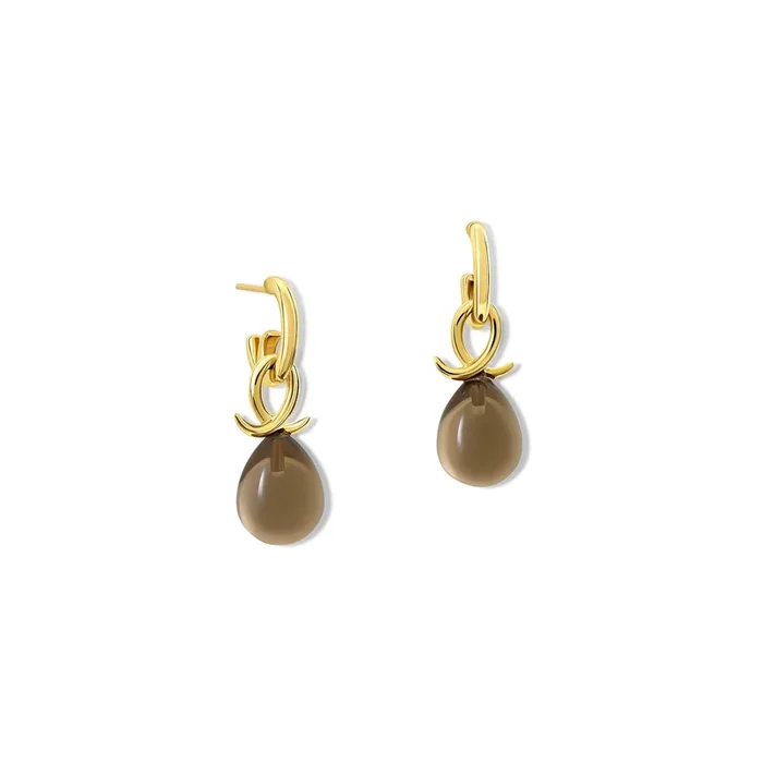 Icarus Earring Drops Yellow Gold – Smoky Quartz