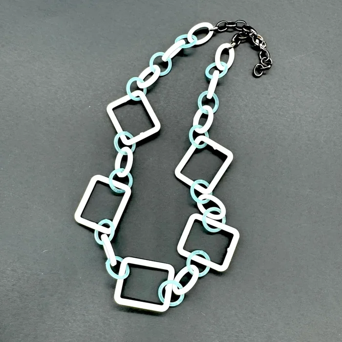 Ice & White Geometric Link Chain Necklace