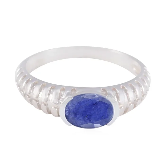 Indian Blue Sapphire Solitaire Turkish Silver Blue Gemstone Whisper-thin Contemporary Ring Jewellery