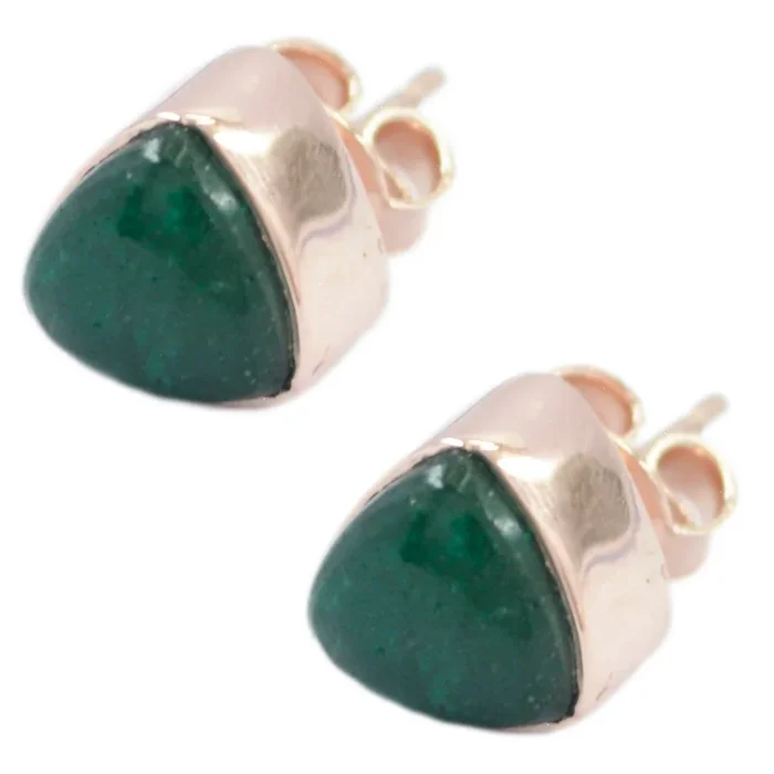 Indian Emerald American Amanda Solitaire Stud Green 925 Sterling Silver Earring