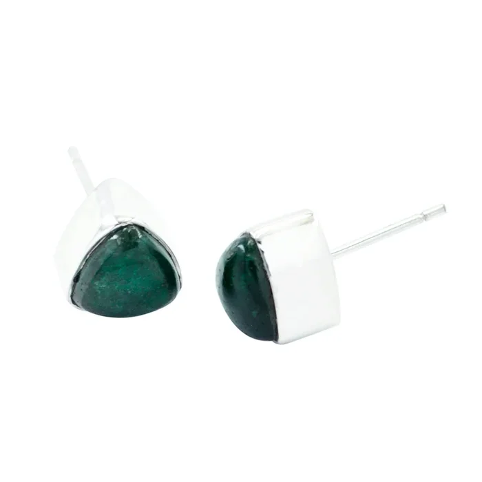 Indian Emerald Turkish Micaela Solitaire Stud Green 925 Sterling Silver Earring