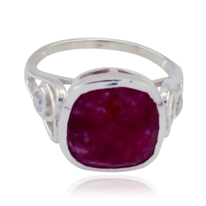 Indian Ruby Halo Moroccan 925 Silver Red Gems Classic Graceful Ring Jewellery