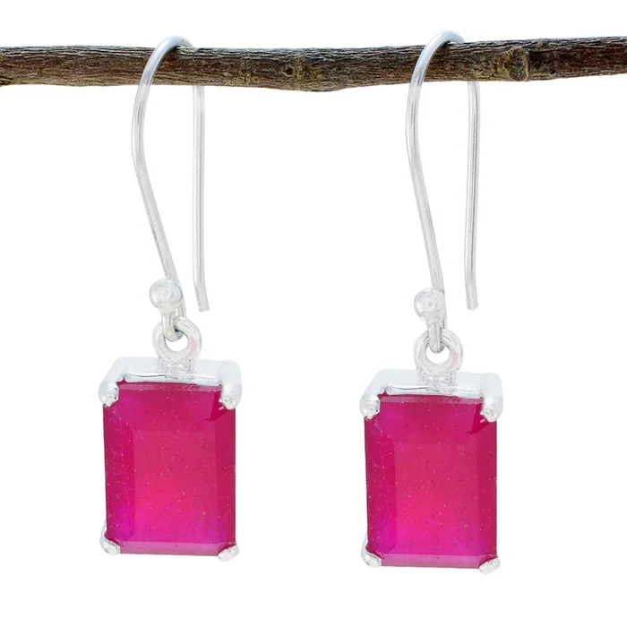 Indian Ruby Mexican Katarina Solitaire Dangle Red 925 Sterling Silver Earring