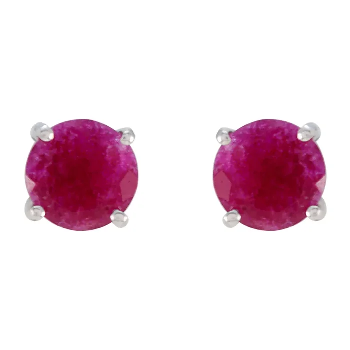 Indian Ruby Russian Lili Solitaire Stud Red 925 Silver Earring