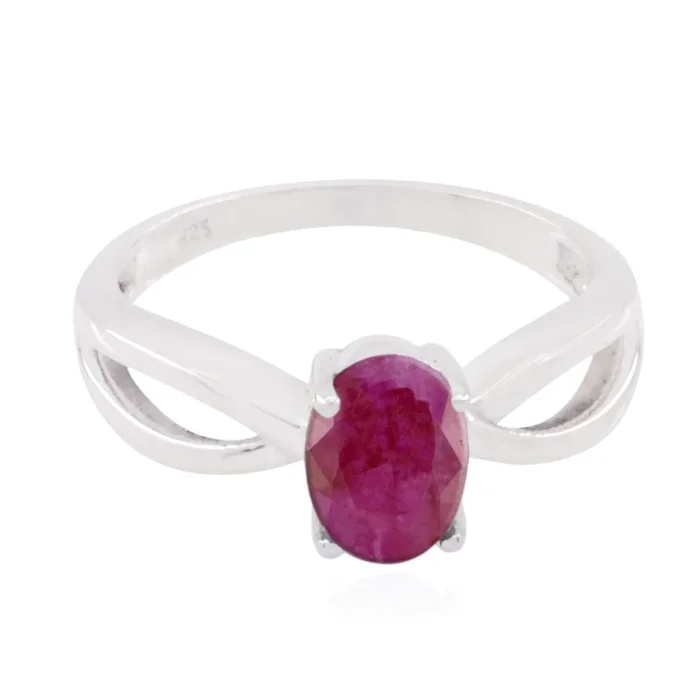 Indian Ruby Solitaire American 92.5 Silver Red Gems Delicate Graceful Ring Jewelry