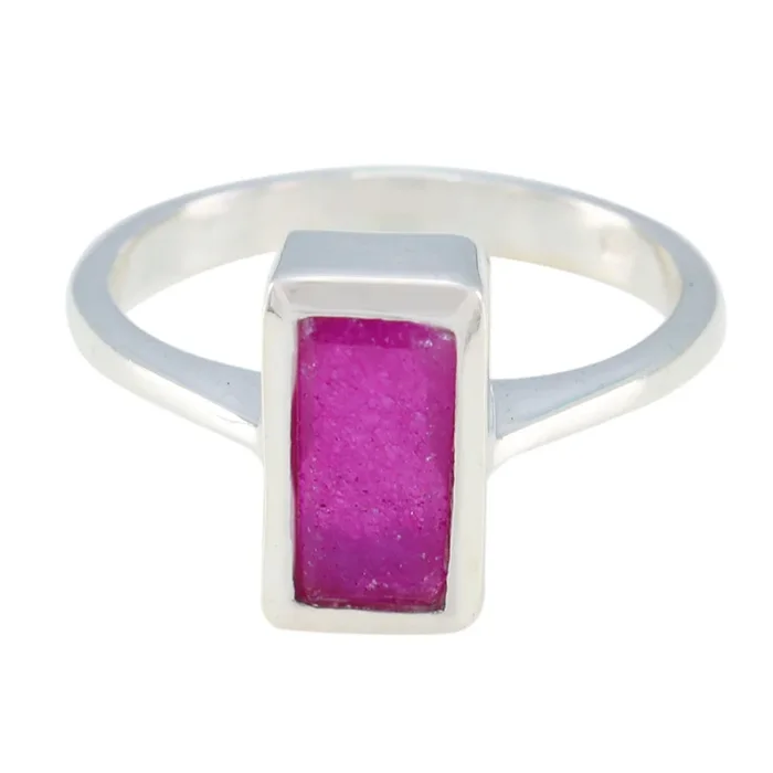 Indian Ruby Solitaire Moroccan Silver Red Gemstone Slim Modern Ring Jewellery