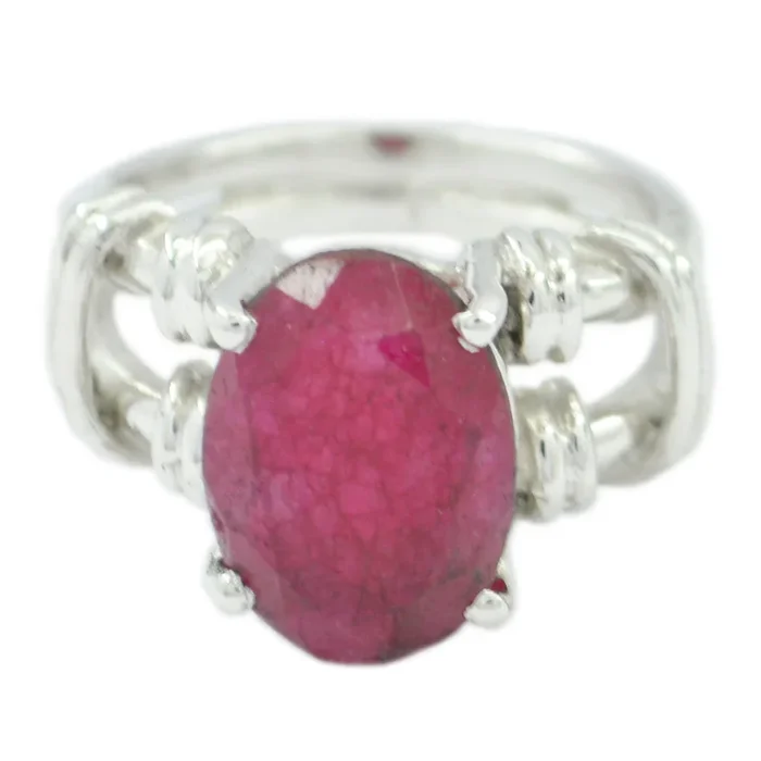 Indian Ruby Solitaire Spanish 92.5 Silver Red Gems Eye-catching Rope-Wire Ring Jewelry