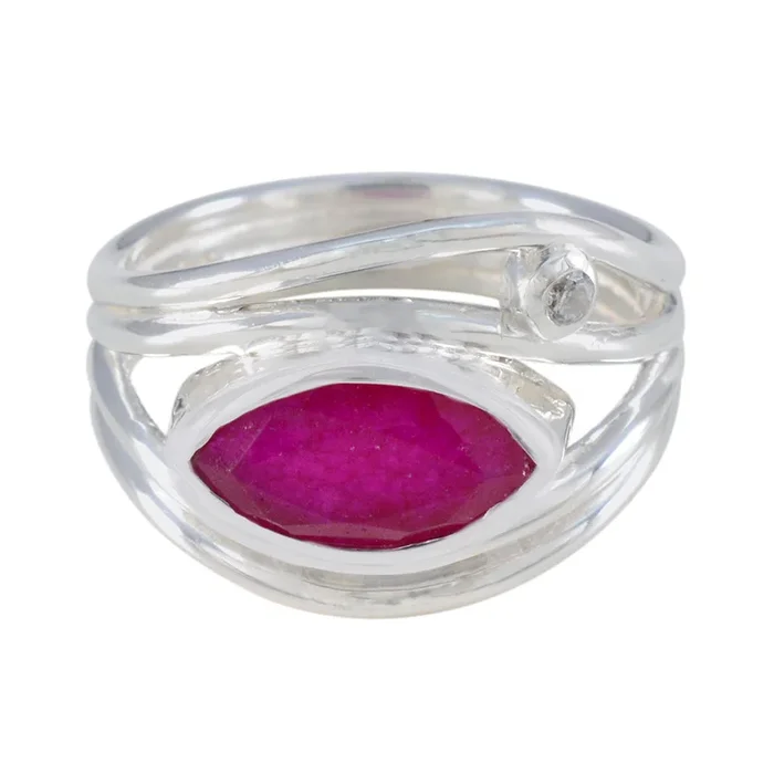 Indian Ruby Toi et Moi Indian 925 Silver Red Gemstone Tiny Artisan Ring Jewellery