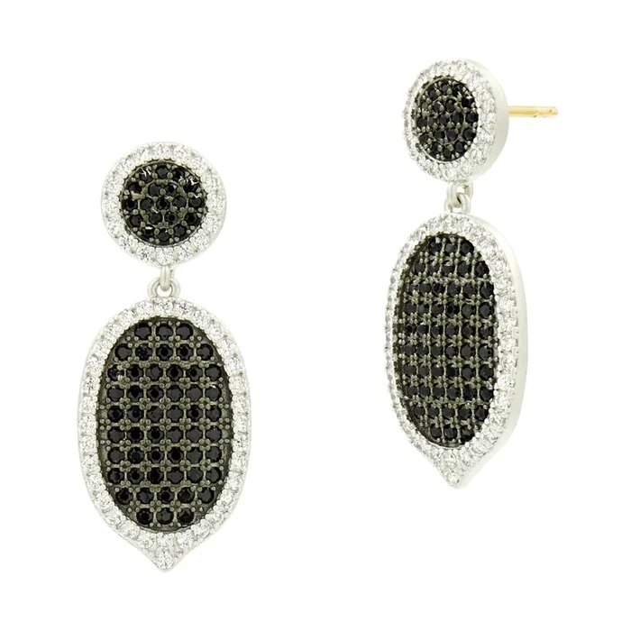 Industrial Finish Pavé Short Drop Earring