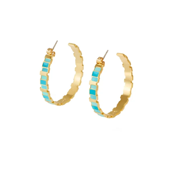 Inès Multicolor Creoles – Turquoise Blue
