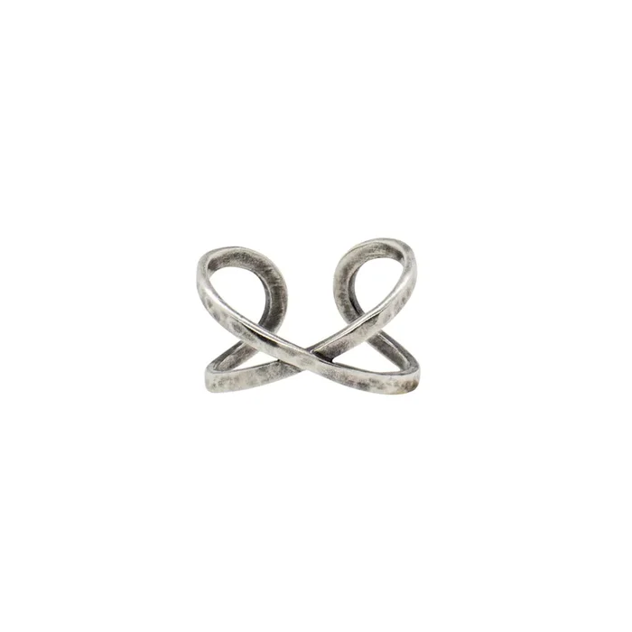 Infinity “X” Ring in Antiqued Silver