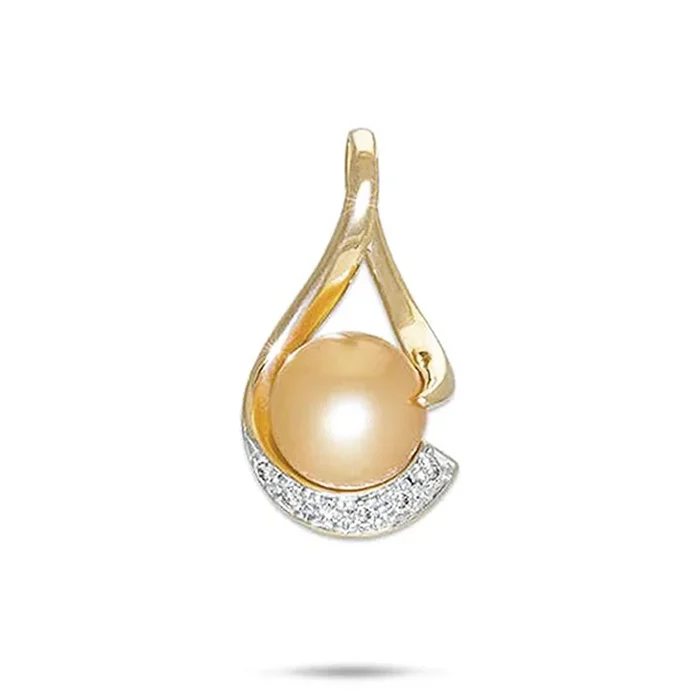 Infinity South Sea Gold Pearl Pendant in Gold with Diamonds – 11-12mm