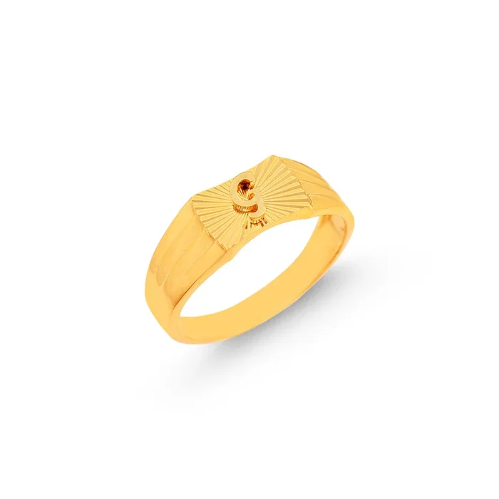 Initial “G” Men’s Ring in 22K Gold