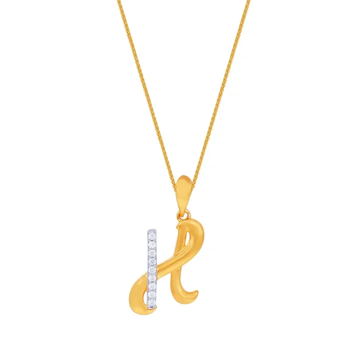 Initial “H” Pendant with CZ in 22K Gold