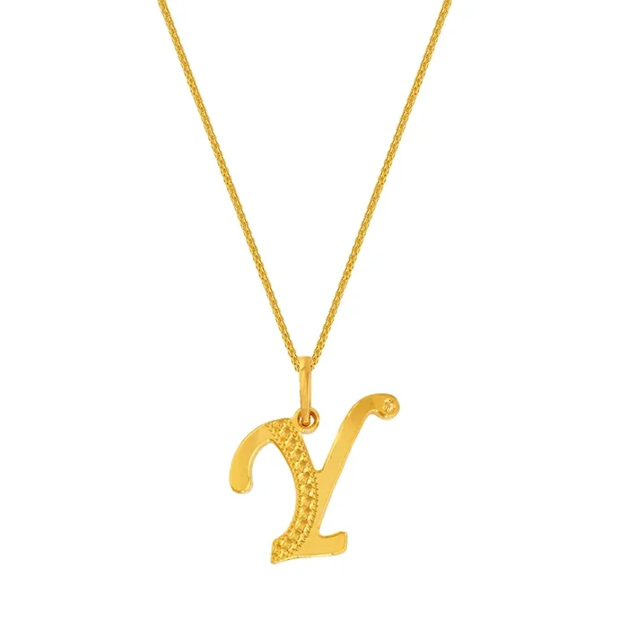 Initial “Y” Pendant in 22K Gold