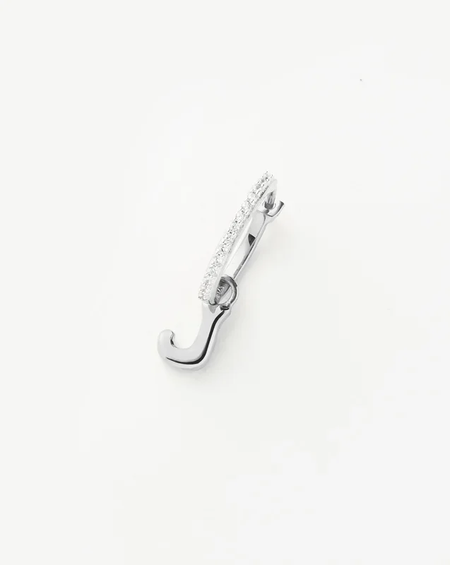 Initial Single Charm Hoop Earring – Initial J | Sterling Silver