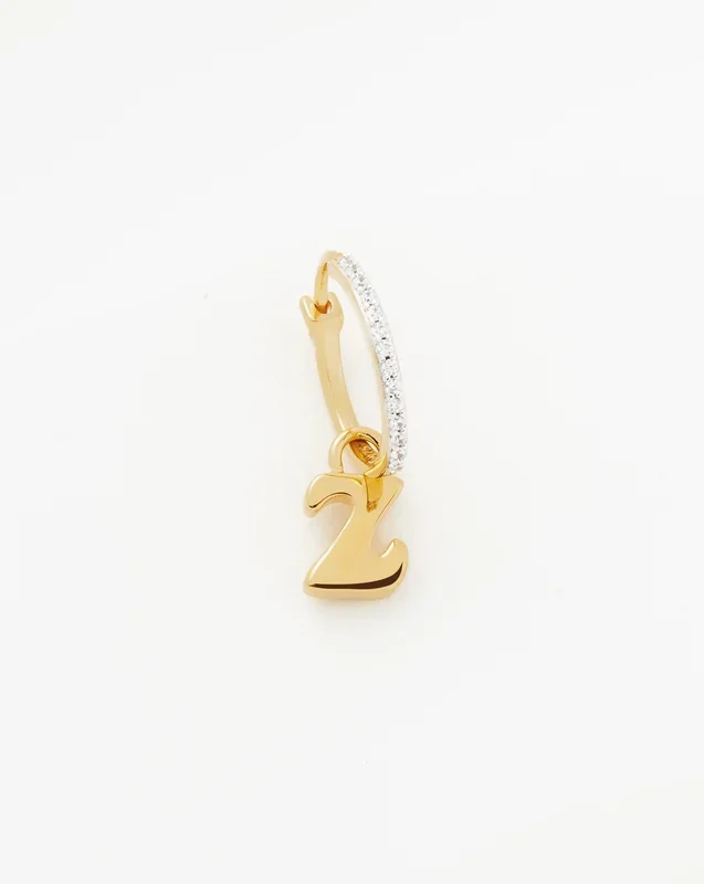 Initial Single Charm Hoop Earring – Initial Z | 18k Gold Vermeil
