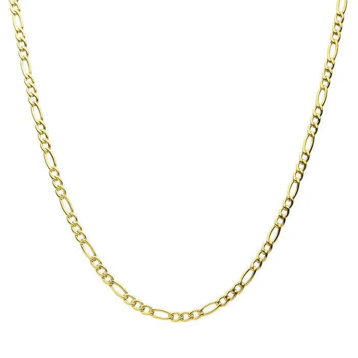 Inox 18KT Gold IP Titanium 16-inch 4.7MM Figaro Chain