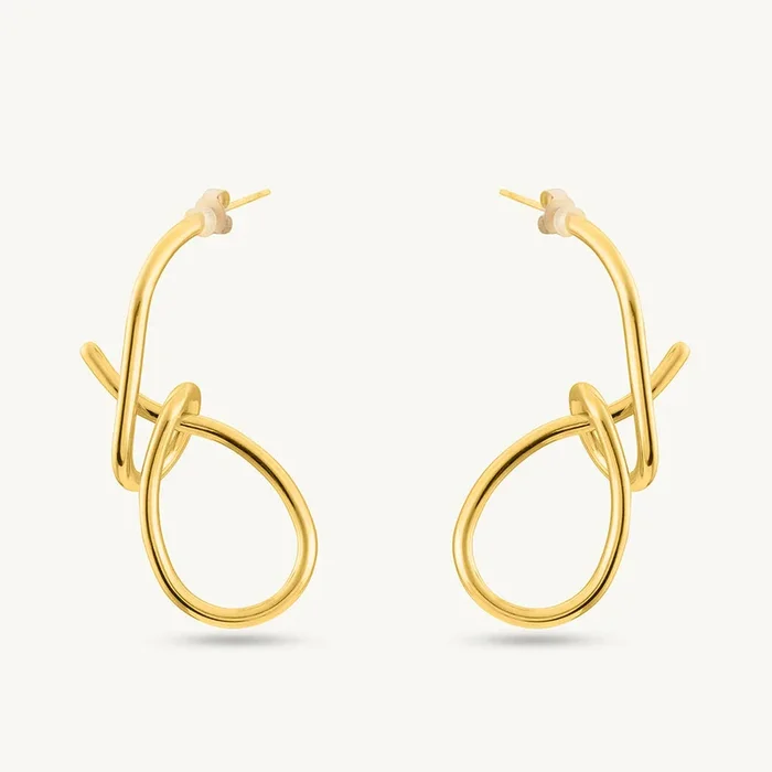 Intertwined Gold Drop Earrings