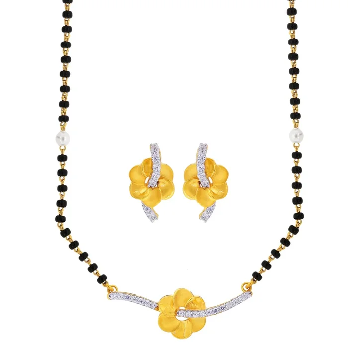 Intricate Mangalsutra Set with CZ in 22K Gold