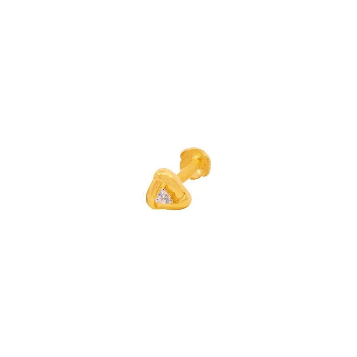 Intricate Nose Pin With CZ in 22K Gold