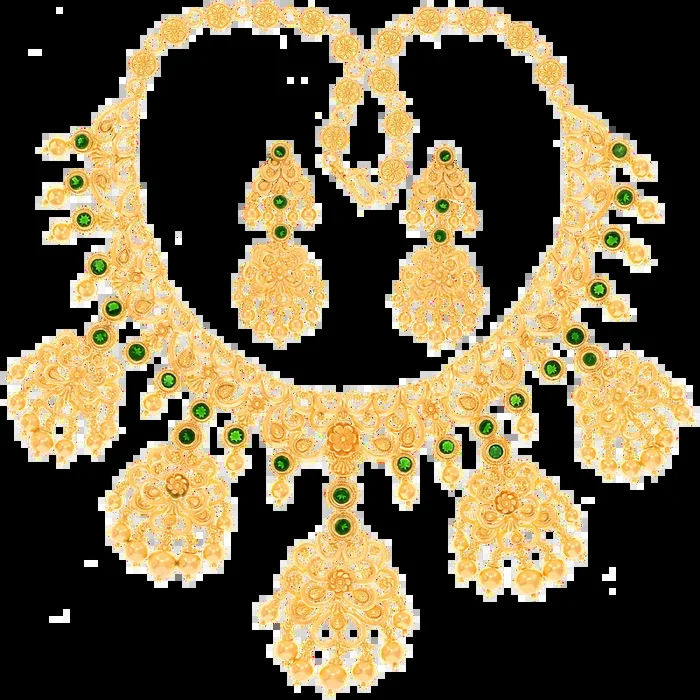 Intriguing Antique Necklace With Gemstones in 22K Gold