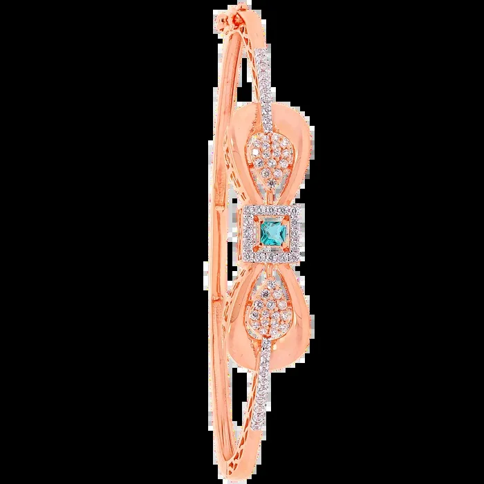 Intriguing Openable Bangle Bracelet With Gemstones in 18K Rose Gold