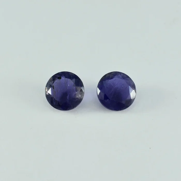 Iolite 1PC Small 7×7 MM Round Faceted Blue Splendid Semi Precious Gems