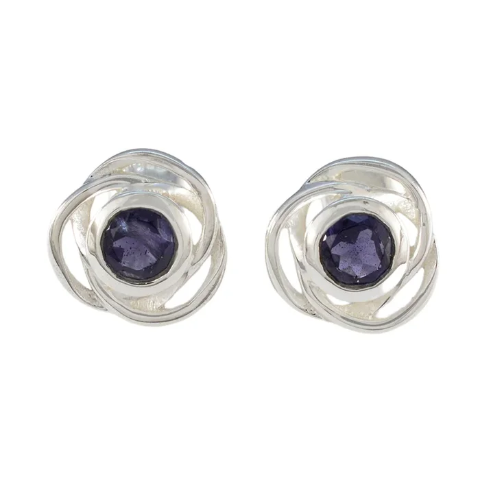 Iolite American Mei Solitaire Stud Blue Sterling Silver Earring