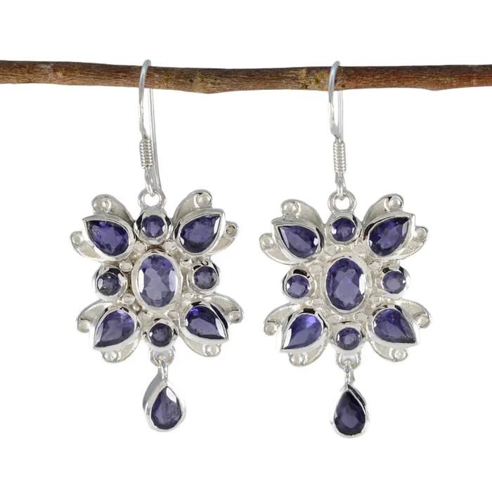 Iolite American Micaela multiple Dangle Blue Silver Earring