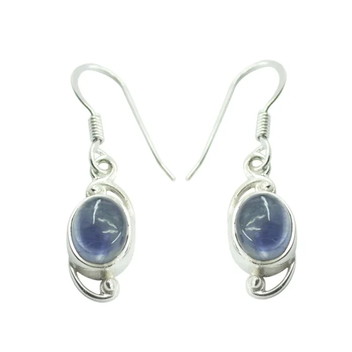 Iolite Australian Aisha Solitaire Dangle Blue 925 Silver Earring